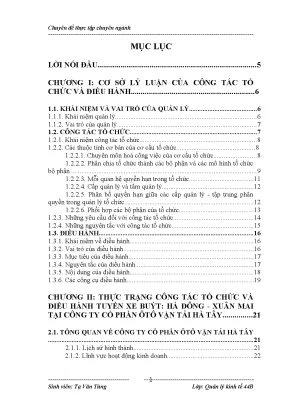 Chuyên đề thực tập hoàn thiện công tác tổ chức và điều hành tuyến xe buýt nội tỉnh hà tây hà đông xuân mai tại công ty cổ phần ôtô vận tải hà tây