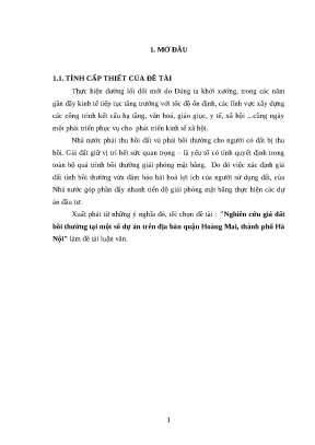 Luận văn nghiên cứu giá đất bồi thường tại một số dự án trên địa bàn quận hoàng mai thành phố hà nội