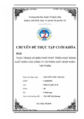 Thực trạng và biện pháp phát triển hoạt động xuất khẩu của công ty cổ phần xuất nhập khẩu tạp phẩm