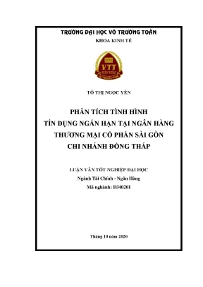 Phân tích tình hình tín dụng ngắn hạn tại ngân hàng thương mại cổ phần sài gòn chi nhánh đồng tháp