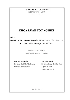 Khóa luận tốt nghiệp phát triển thương mại sản phẩm gạch của công ty cptm viglacera