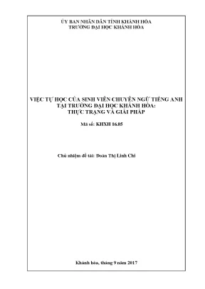 Việc tự học của sinh viên chuyên ngữ tiếng anh tại trường đại học khánh hòa thực trạng và giải pháp