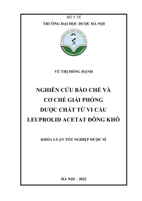Kl hup nghiên cứu bào chế và cơ chế giải phóng dược chất từ vi cầu leuprolid acetat đông khô