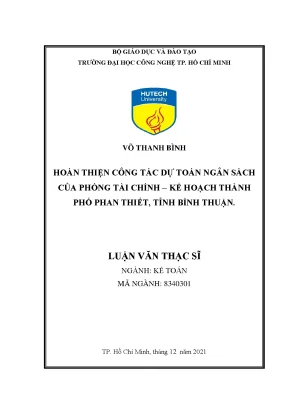 Hoàn thiện công tác dự toán ngân sách phòng tài chính kế hoạch tp phan thiết tỉnh bình thuận