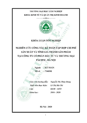 Nghiên cứu công tác kế toán tập hợp chi phí sản xuất và tính giá thành sản phẩm tại công ty cổ phần đầu tư và thương mại pacific hà nội