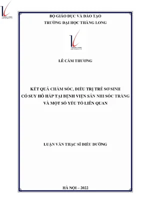 Kết quả chăm sóc điều trị trẻ sơ có sinh suy hô hấp tại bệnh viện sản nhi sóc trăng và một số yếu tố liên quan