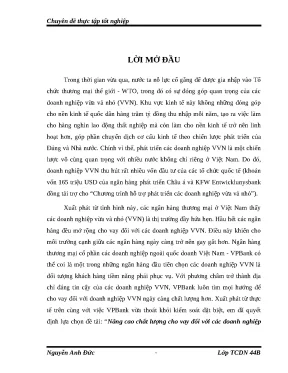 Luận văn tốt nghiệp nâng cao chất lượng cho vay đối với các doanh nghiệp vừa và nhỏ tại ngân hàng thương mại cổ phần các doanh nghiệp ngoài quốc doanh việt nam