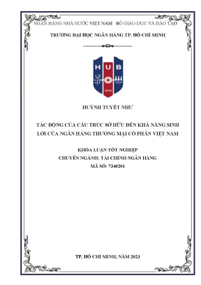 Tác động của cấu trúc sở hữu đến khả năng sinh lời của ngân hàng thương mại cổ phần việt nam