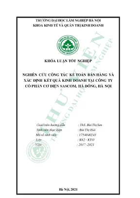 Nghiên cứu công tác kế toán bán hàng và xác định kết quả kinh doanh tại công ty cổ phần cơ điện sascom hà đông hà nội
