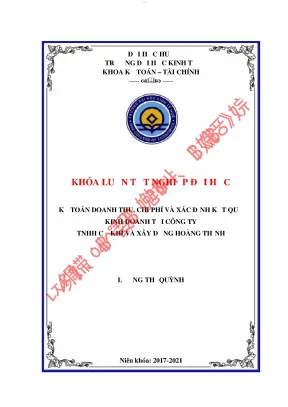 Kế toán doanh thu chi phí và xác định kết quả kinh doanh tại công ty tnhh cơ khí và xây dựng hoàng thịnh