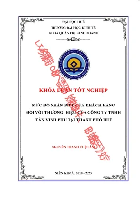 Mức độ nhận biết của khách hàng đối với thương hiệu của công ty tnhh tân vĩnh phú tại thành phố huế