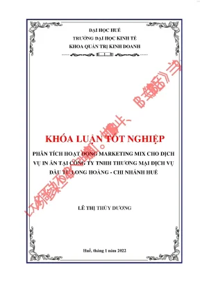 Phân tích hoạt động marketing mix cho dịch vụ in ấn tại công ty tnhh thương mại dịch vụ đầu tư long hoàng chi nhánh huế