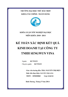 Khoá luận tốt nghiệp kế toán xác định kết quả kinh doanh tại công ty tnhh sengwun vina