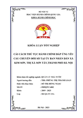 Cải cách thủ tục hành chính đáp ứng yêu cầu chuyển đổi số tại uỷ ban nhân dân xã kim sơn thị xã sơn tây thành phố hà nội