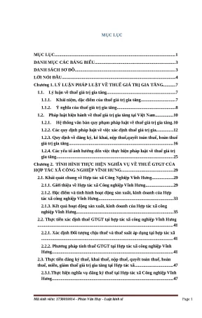 Luận văn tốt nghiệp thực hiện pháp luật về thuế giá trị gia tăng tại hợp tác xã công nghiệp vĩnh hưng