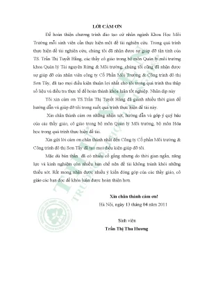 Nghiên cứu thực trạng quản lý môi trường của công ty cổ phần môi trường công trình đô thị sơn tây