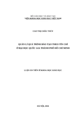 Luận án quản lí quá trình đào tạo theo tín chỉ ở đại học quốc gia thành phố hồ chí minh