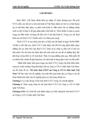 Luận văn tốt nghiệp kế toán thuế gtgt tại công ty cổ phần cơ điện lạnh việt nam