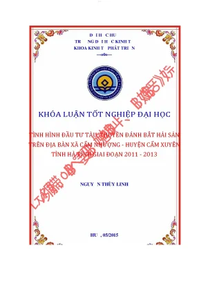 Tình hình đầu tư tàu thuyền đánh bắt hải sản trên địa bàn xã cẩm nhượng huyện cẩm xuyên tỉnh hà tĩnh giai đoạn 2011 2013