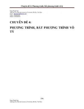 Chuyên đề phương trình vô tỷ