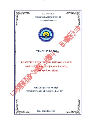 Phân tích thực trạng thu ngân sách nhà nước tại huyện tuyên hoá tỉnh quảng bình