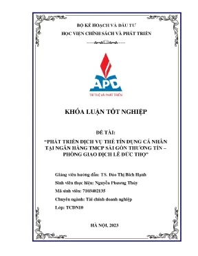 Chuyên ngành tài chính doanh nghiệp phát triển dịch vụ thẻ tín dụng cá nhân tại ngân hàng tmcp sài gòn thương tín phòng giao dịch lê đức thọ