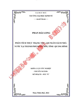 Phân tích thực trạng thu chi ngân sách nhà nước tại thành phố đồng hới tỉnh quảng bình