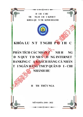 Phân tích các nhân tố ảnh hưởng đến quyết định sử dụng dịch vụ internet banking của khách hàng cá nhân tại ngân hàng tmcp quân đội mb bankchi nhánh huế