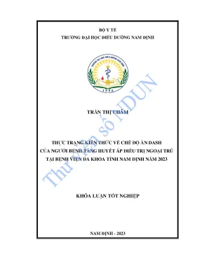 Thực trạng kiến thức về chế độ ăn dash của người bệnh tăng huyết áp điều trị ngoại trú tại bệnh viện đa khoa tỉnh nam định năm 2023