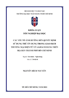 Các yếu tố ảnh hưởng đến quyết đụnh sử dụng thẻ tín dụng trong giao dịch thương mại điện tử của khách hàng trên địa bàn tp hồ chí minh