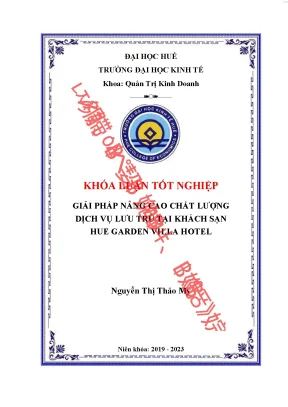 Giải pháp nâng cao chất lượng dịch vụ lưu trú tại khách sạn hue garden villa hotel