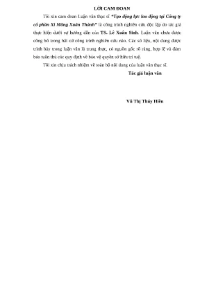 Luận văn tạo động lực lao động tại công ty cổ phần xi măng xuân thành