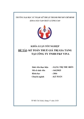 Khóa luận tốt nghiệp kế toán thuế giá trị gia tăng tại công ty tnhh pf vina