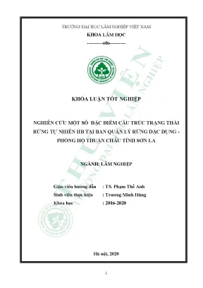 Nghiên cứu một số đặc điểm cấu trúc trạng thái rừng tự nhiên iib tại ban quản lý rừng đặc dụng phòng hộ thuận châu tỉnh sơn la
