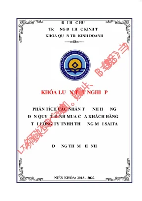 Phân tích các nhân tố ảnh hưởng đến quyết định mua của khách hàng tại công ty tnhh thương mại saita