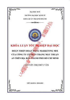 Hoàn thiện hoạt động marketing mix của công ty cổ phần thang máy thuận an trên địa bàn thành phố hồ chí minh