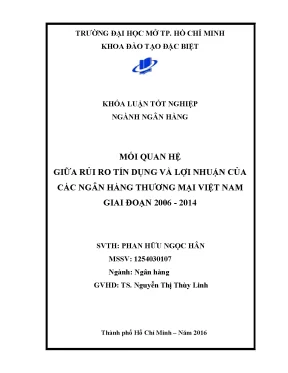 Mối quan hệ giữa rủi ro tín dụng và lợi nhuận của các ngân hàng thương mại việt nam giai đoạn 2006 2014