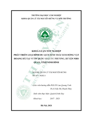 Phát triển loại hình du lịch sinh thái xem động vật hoang dã tại vườn quốc gia cúc phưng huyện nho quan tỉnh ninh bình