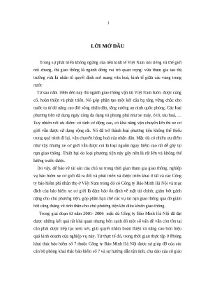 Luận văn tốt nghiệp thực trạng triển khai nghiệp vụ bảo hiểm xe cơ giới tại công ty bảo hiểm bảo minh hà nội giai đoạn 2001 2006