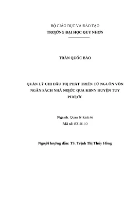 0558 quản lý chi đầu tư phát triển từ nguồn vốn ngân sách nhà nước qua kho bạc nhà nước huyện tuy phước tỉnh bình định luận văn tốt nghiệp