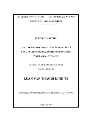 Thực trạng hoạt động của các hợp tác xã nông nghiệp trên địa bàn huyện long điền tỉnh bà rịa vũng tàu