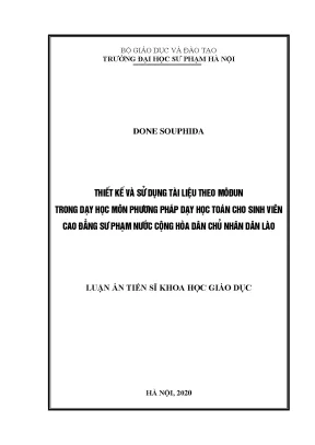 Thiết kế và sử dụng tài liệu theo môđun trong dạy học môn phương pháp dạy học toán cho sinh viên cao đẳng sư phạm nước cộng hòa dân chủ nhân dân lào