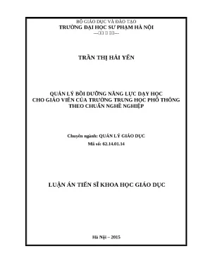 Luận án quản lý bồi dưỡng năng lực dạy học cho giáo viên của trường trung học phổ thông theo chuẩn nghề nghiệp