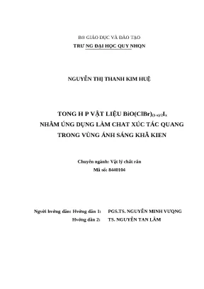 0114 tổng hợp vật liệu bioclbr1 x2ix nhằm ứng dụng làm chất xúc tác quang trong vùng ánh sáng khả kiến luận văn tốt nghiệp
