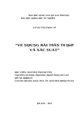 Luận văn thạc sĩ về những bài toán tổ hợp và xác suất lvts vnu