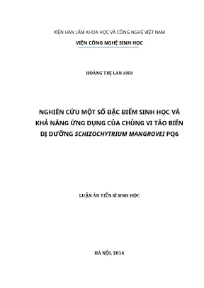 0880 nghiên cứu một số đặc điểm sinh học và khả năng ứng dụng của chủng vi tảo biển dị dưỡng schizochytrium mangrovei pq6 luận văn tốt nghiệp