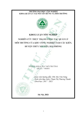 Nghiên cứu thực trạng công tác quản lý môi trường của khu công nghiệp nam cầu kiền huyện thủy nguyên hải phòng