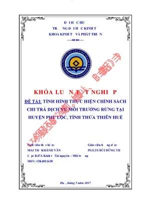 Tình hình thực hiện chính sách chi trả dịch vụ môi trường rừng tại huyện phú lộc tỉnh thừa thiên huế
