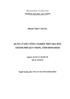 0502 quản lý đất nông nghiệp trên địa bàn thành phố quy nhơn tỉnh bình định luận văn tốt nghiệp