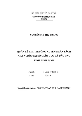 0552 quản lý chi thường xuyên ngân sách nhà nước tại cơ sở giáo dục và đào tạo tỉnh bình định luận văn tốt nghiệp